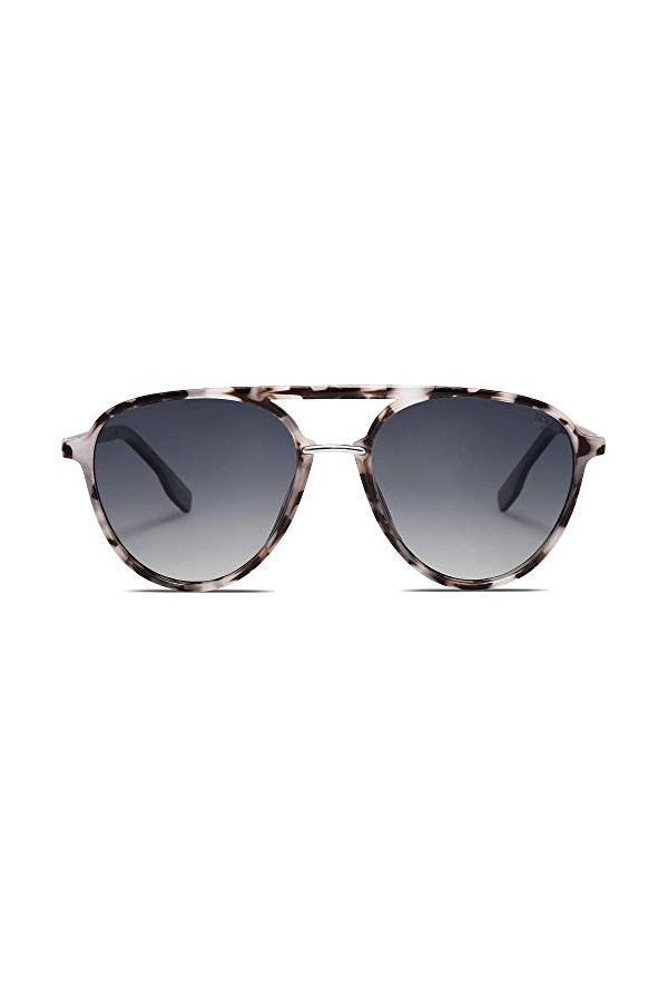 SOJOS Lunettes de Soleil Femmes Hommes Polarisées Ronde,Rétro Trendy Mode Double Bridge Ovales Lunettes de Soleil SJ2078