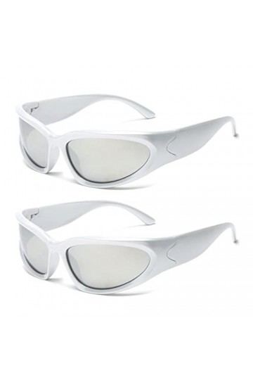 YAMEIZE Lunette de Soleil Homme Y2K Enveloppantes Femmes-Sport Moda Protection UV400 Vélo Vintage Lunettes