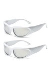 YAMEIZE Lunette de Soleil Homme Y2K Enveloppantes Femmes-Sport Moda Protection UV400 Vélo Vintage Lunettes