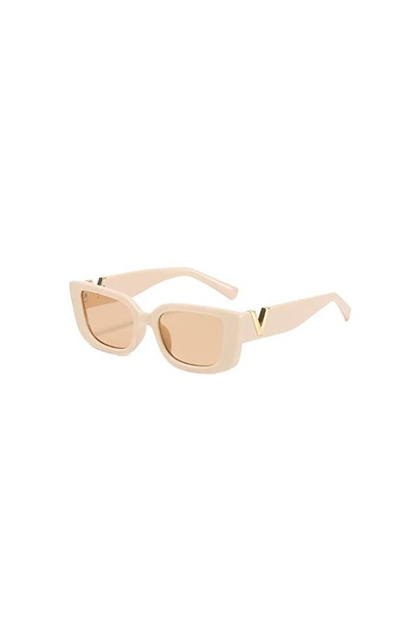Charles William Lunettes de soleil carrées pour femme pour le sport, la plage, le cyclisme, la conduite UV400, beige