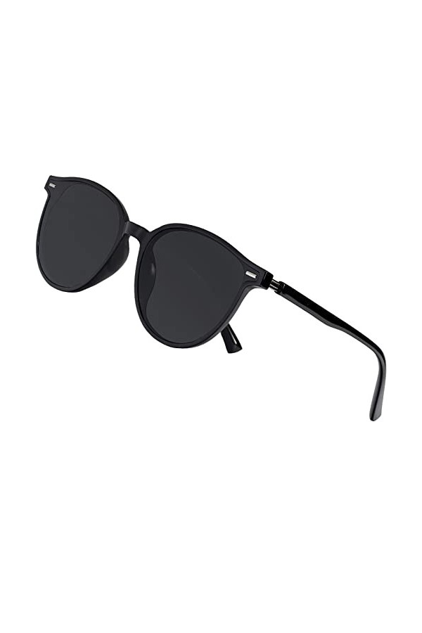 Arjien Lunettes de soleil polarisées rétro rondes pour homme et femme Protection UV400 Vintage Lunettes de soleil pour condui