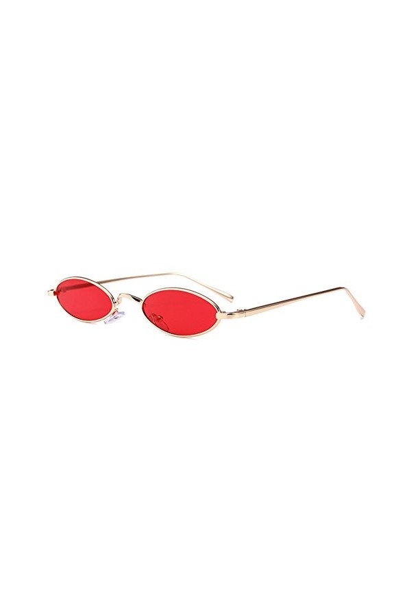Mxssi Small ovale lunettes de soleil pour hommes femmes Retro Metal Frame jaune rouge Vintage lunettes de soleil C1
