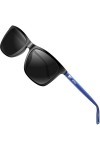 ATTCL Lunettes de Soleil polarisées Homme Femme métal Cadre Conduire Lunette de Soleil Black+blue+grey A387