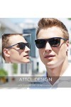 ATTCL Lunettes de Soleil polarisées Homme Femme métal Cadre Conduire Lunette de Soleil Black+blue+grey A387