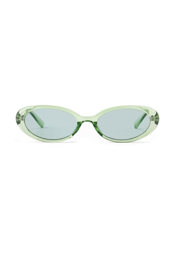 Ggpyyon Lunettes de soleil ovales rétro pour homme et femme - Petites lunettes de soleil ovales tendance des années 90, Vert