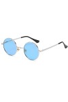 Ggpyyon Lunettes de soleil rondes rétro polarisées vintage pour homme et femme, monture en métal classique, lunettes hippie, 