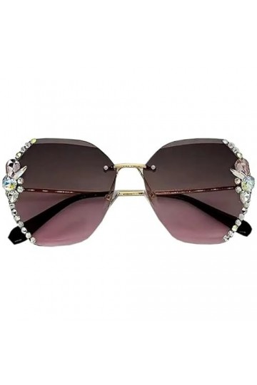 Design rétro sans monture strass lunettes de soleil femmes hommes dégradé lentille lunettes de soleil lunettes de soleil femm