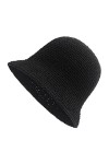 ZLYC Chapeau cloche dhiver en crochet pour femme Fait main Coton Tricot Cloche Bowler Chapeaux, noir uni, Taille unique