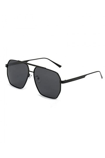 Lunettes de Soleil Homme Polarisées Classiques: Lunette de Cyclisme Femme Rétro Carrées Métal Sports Vintage UV400 Doré Noir