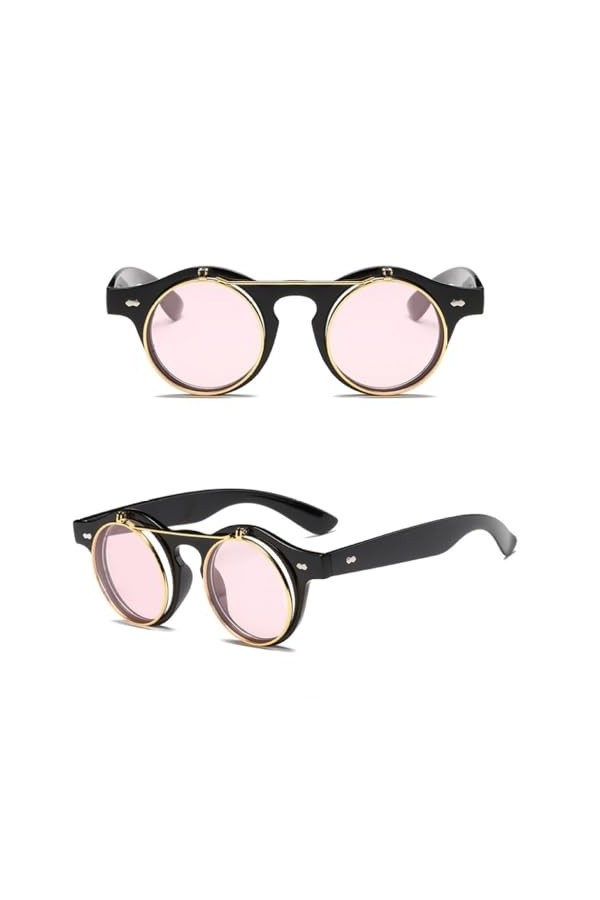 MUTYNE Lunettes de soleil Steampunk rondes rétro à la mode pour femmes/hommes, lunettes de soleil Vintage Steam Punk, C6, tai