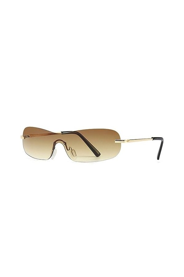 MUTYNE Lunettes de soleil une pièce surdimensionnées femmes mode sans monture clair océan dégradé verres UV400 hommes lunette