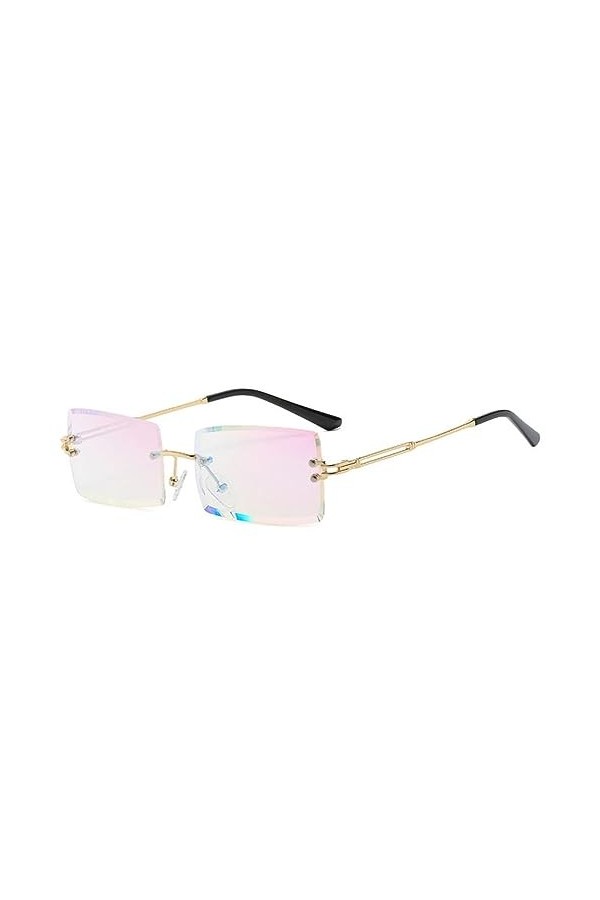 Lunettes de soleil rectangulaires sans monture pour femmes Mode Lunettes carrées sans cadre pour hommes Ultralight UV400 Lune
