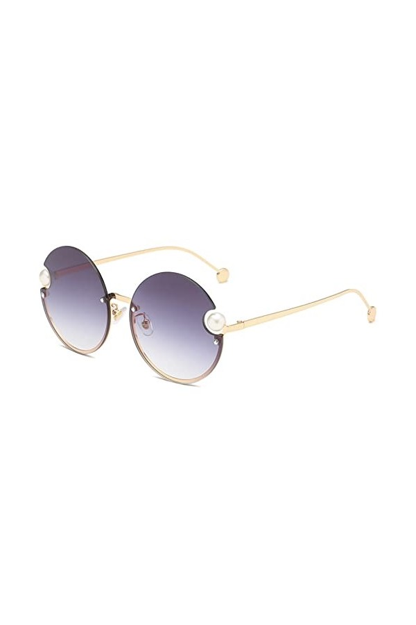 HWRHWR Lunettes de Soleil à Monture Ronde pour Femmes, Miroir de Parasol à lentille océanique