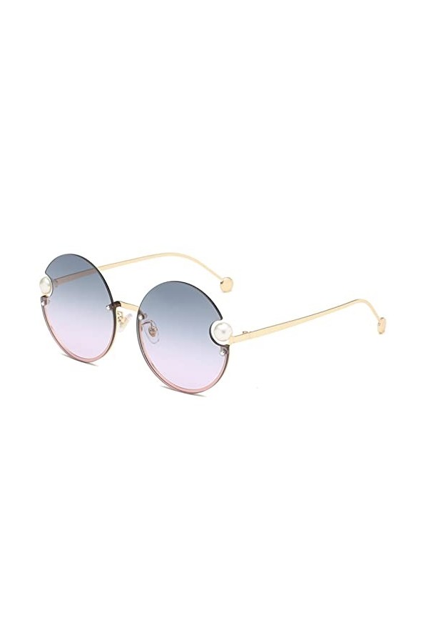 HWRHWR Lunettes de Soleil à Monture Ronde pour Femmes, Miroir de Parasol à lentille océanique