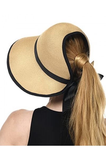 FURTALK Chapeau de Paille Pliable UPF 50+ pour Femmes Chapeau dété avec attachement