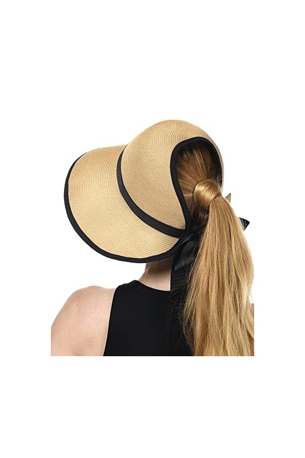 FURTALK Chapeau de Paille Pliable UPF 50+ pour Femmes Chapeau dété avec attachement