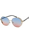 styleBREAKER Lunettes de soleil rondes pour femmes avec verres en polycarbonate teinté et paillettes Side Shield, monture mét