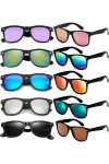 FSMILING Nerd Lot de lunettes de soleil multicolores pour homme et femme, Miroir 6, 18*2.5*28cm