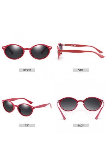 ZENOTTIC Lunettes de Soleil Polarisées, Ovales Vintage pour Femmes, Lunettes Solaire Protection UV400, Cadre en Acétate Roug