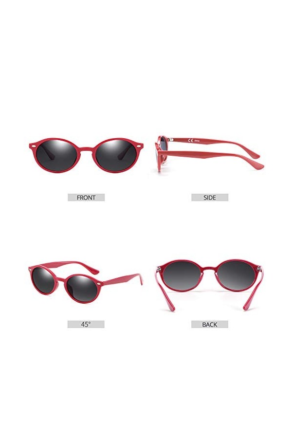 ZENOTTIC Lunettes de Soleil Polarisées, Ovales Vintage pour Femmes, Lunettes Solaire Protection UV400, Cadre en Acétate Roug