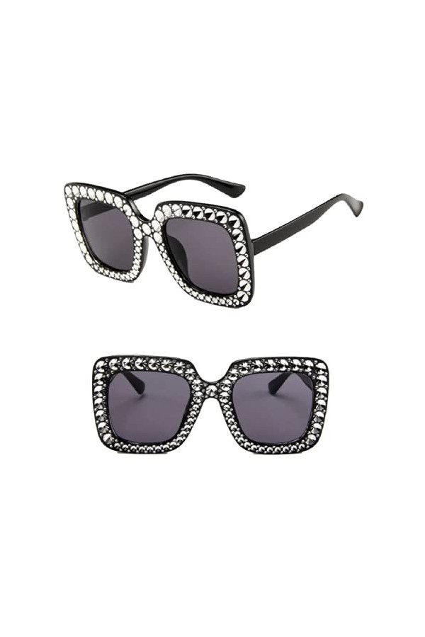 Lunettes de soleil surdimensionnées carrées pour femme Noir