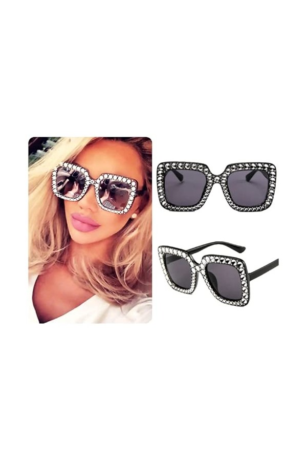 Lunettes de soleil surdimensionnées carrées pour femme Noir