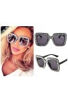 Lunettes de soleil surdimensionnées carrées pour femme Noir