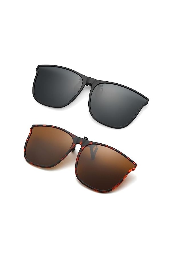 YAMEIZE Lunettes de soleil polarisées à clipser pour homme et femme - Protection UV400 - Pour conduite, voyage, pêche, Gris +