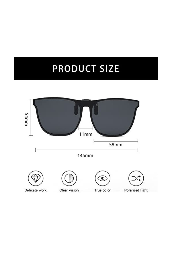 YAMEIZE Lunettes de soleil polarisées à clipser pour homme et femme - Protection UV400 - Pour conduite, voyage, pêche, Gris +