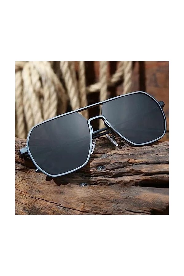 No Name Ltd Lunettes de soleil carrées surdimensionnées noires pour homme unisexe surdimensionnées rétro vintage 2023 Ibiza F