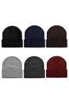 Geebuzz Lot de 6 bonnets tricotés pour homme et femme - Couleur unie - Chaud - Col côtelé, Lot de 6 - Multicolore - 2, taille