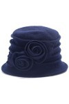 Lawliet Chapeau cloche vintage élégant en laine pour femme A287, Navy Blue, taille unique