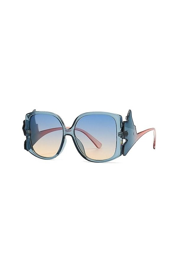 MUTYNE Lunettes de soleil carrées rondes femmes été papillon Vintage lunettes de soleil protection UV400, bleu, taille unique