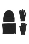 LumiSyne Hiver 3 En 1 Packs Bonnet Tricoté Écharpe Et Gants Homme Femme Couleur Unie Bonnet Tricoté Gants dÉcran Cache-Cou A