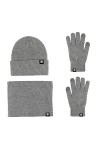 LumiSyne Hiver 3 En 1 Packs Bonnet Tricoté Écharpe Et Gants Homme Femme Couleur Unie Bonnet Tricoté Gants dÉcran Cache-Cou A