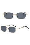 No Name Ltd Lunettes de soleil hexagonales octogonales pour femme et homme - Monture dorée - Verres gris foncé - Style hippie
