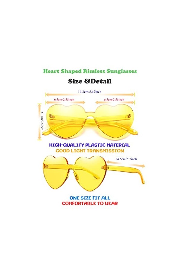 Lunettes de soleil en forme de cœur, lunettes de soleil en plastique pour enterrement de vie de jeune fille en forme de cœur 