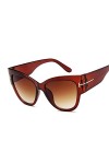 HAOMAO Vintage Big Frame Gradient Cat Eye Lunettes De Soleil pour Femmes De Luxe Femme Marque Designer Nuances Marron