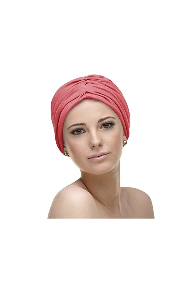 CAREBELL Headwear Turban oncologique Andrea Bambou en différentes nuances pour la perte de cheveux, Corail 37, Taille Unique