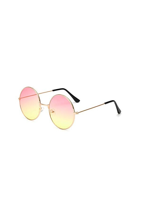 ZYIZEE Lunettes de Soleil Vintage Lunettes de Soleil Rondes Femmes Couleur Unie lentille Lunettes de Soleil Cadre en métal Ce