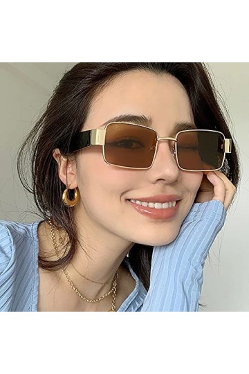 QFSLR Lunettes De Soleil Classiques Rétro pour Hommes À Petite Monture Carrée UV400 Lunettes De Soleil Protectrices pour Femm