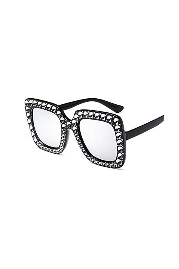 HAOMAO Lunettes de Soleil carrées de Luxe Big Mirror Shades pour Femmes Blackyellow