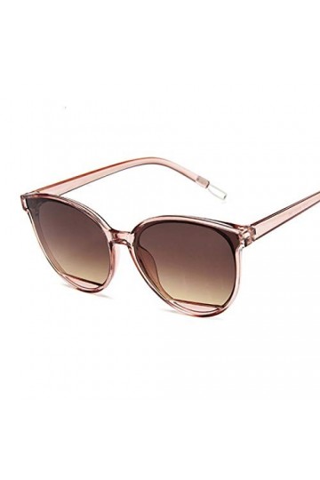 HAOMAO Lunettes de Soleil ovales ovales Uv400 en Plastique de Concepteur de Marque Vintage pour Les Femmes Marron