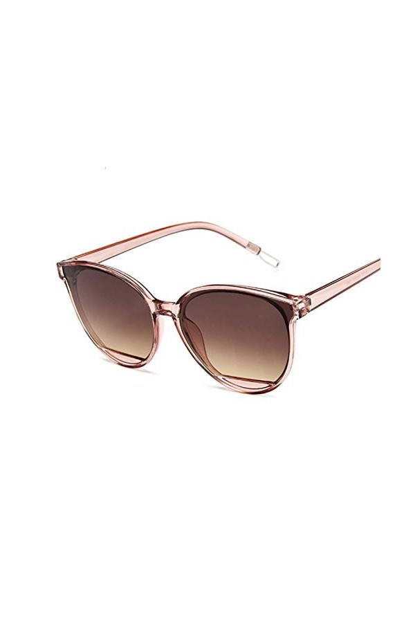 HAOMAO Lunettes de Soleil ovales ovales Uv400 en Plastique de Concepteur de Marque Vintage pour Les Femmes Marron
