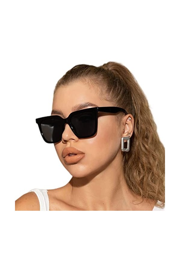 PAXAS Lunettes de soleil carrées tendance pour femmes et hommes - Classique - Œil de chat - Lunettes de soleil vintage - C3 -