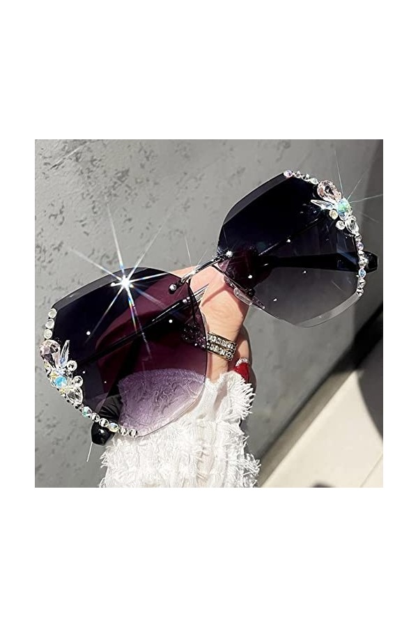 WANZ Lunettes de Soleil sans cruche Vintage Femme de Luxe de Luxe Verres de Soleil Feme-Double Brown,Other