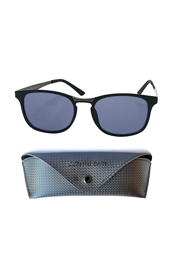 Mini Brille Lunettes de Soleil Tendance sans Correction Rectangles, Etui Gratuit, Monture Noir en Plastique et Branches en