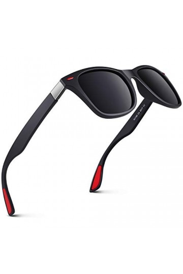 GQUEEN Lunettes de soleil légères TR90 100 % protection UV400 pour homme et femme, Noir mat gris, Medium