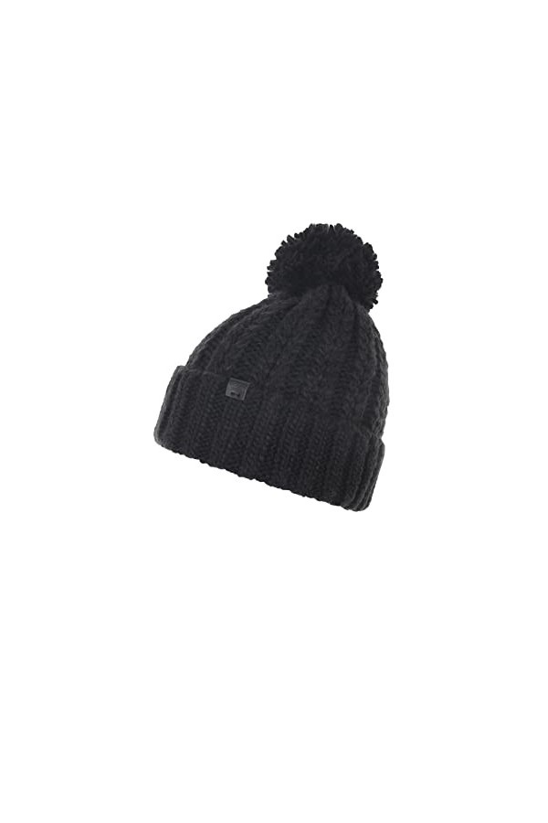 BICKLEY + MITCHELL Bonnet en Tricot à Pompons pour Femme 2001-21-9-20, Noir, Taille Unique