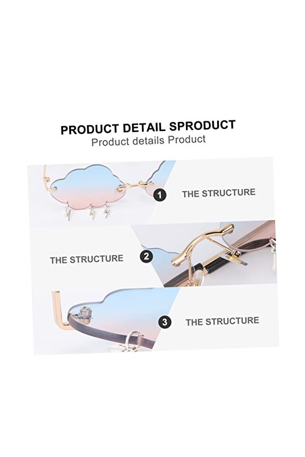 Abaodam 2 Paires Lunettes De Soleil Nuage Lunettes Sans Monture Il Pleut Lunettes De Soleil Irrégulières Lunettes De Soleil A